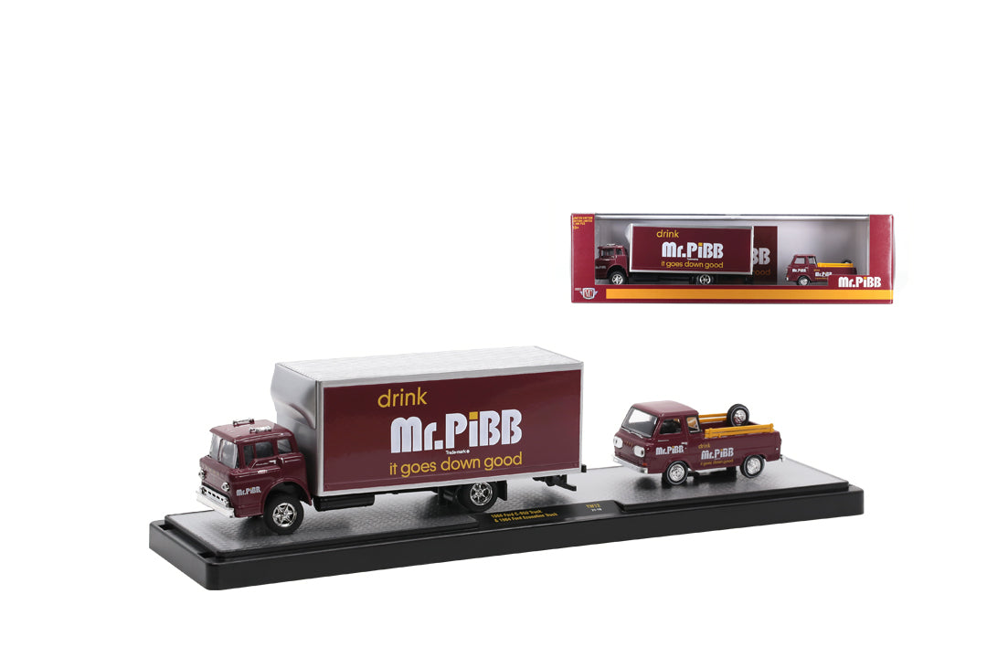 Mr.Pibb-1966 Ford C-950 Truck & 1964 Ford Econoline Truck (M2 Machines Auto-Haulers 56000-TW12)