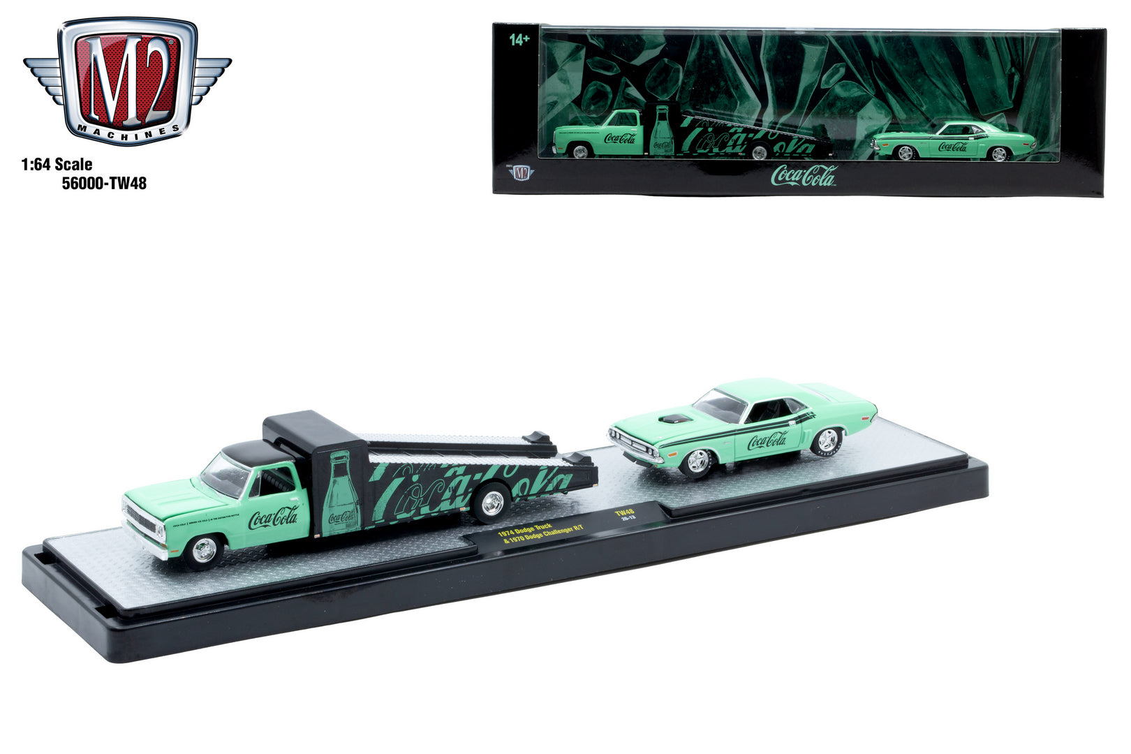 1974 Dodge Truck & 1970 Dodge Challenger R/T – M2 Machines 1:64 Auto-Haulers Coca-Cola Release TW48 – 56000-TW48-C