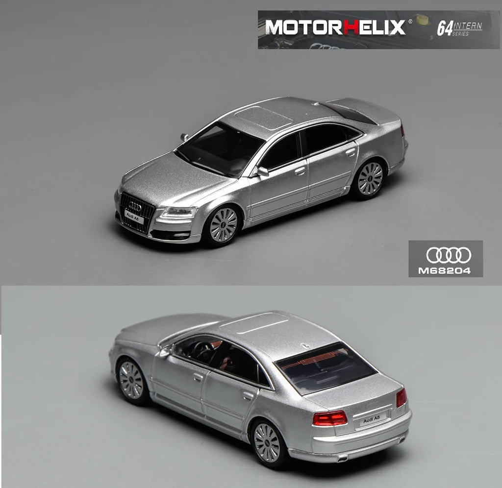 Motorhelix 1/64-Audi A8 (D3) 2008 Ice Silver Metallic M68204