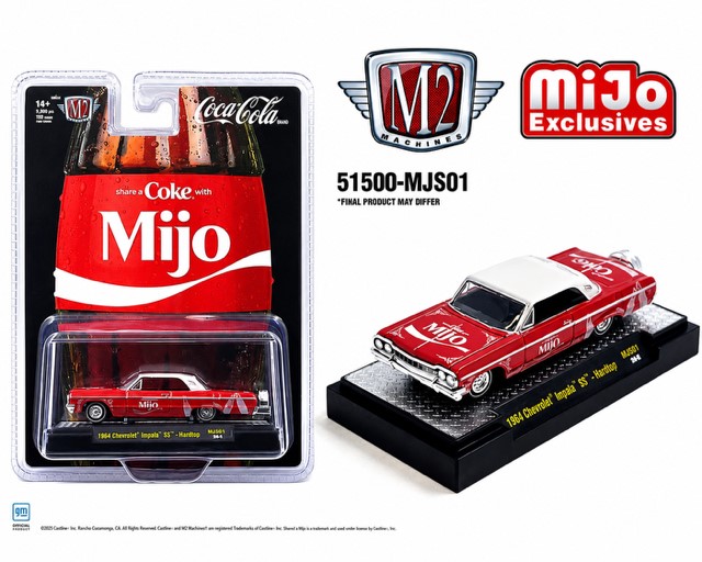 M2 Machines 1:64 Coca Cola ” Share A Coke with Mijo” 1964 Chevrolet Impala SS Lowriders 51500-MJS01