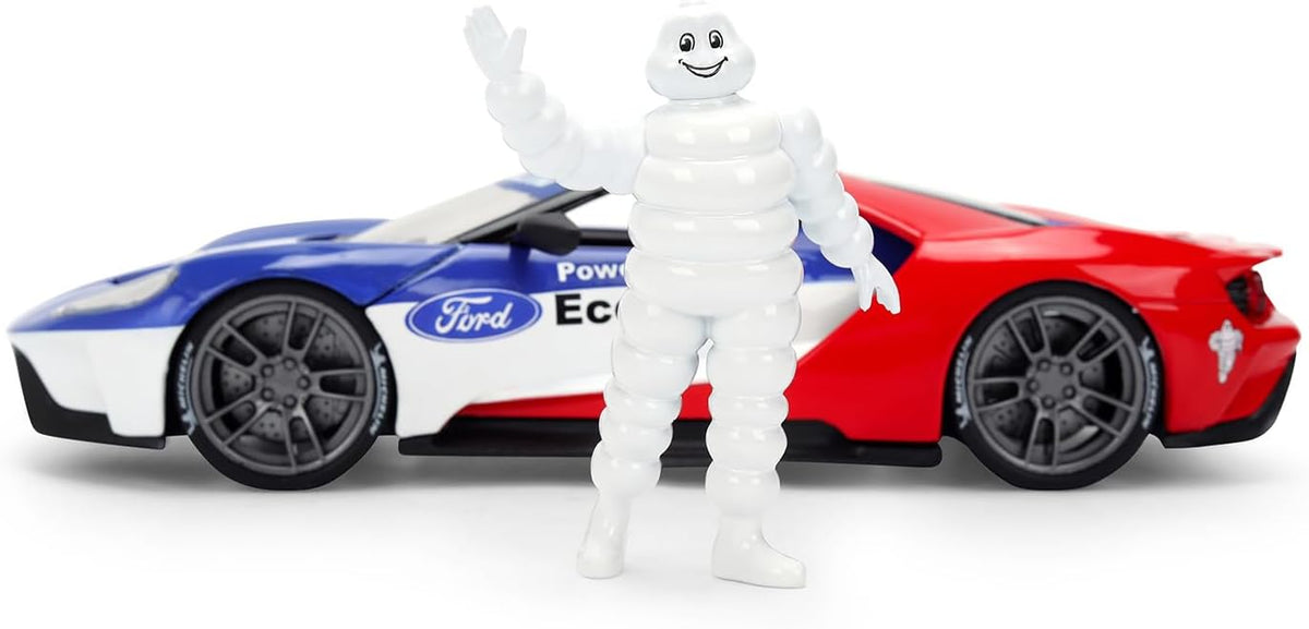 Jada 1:24 2017 Ford GT with Michelin Man – Red/White/Blue – Hollywood Rides JD37628