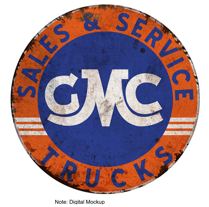 30"x30" Round Metal Sign - GMC Trucks Sales & Service