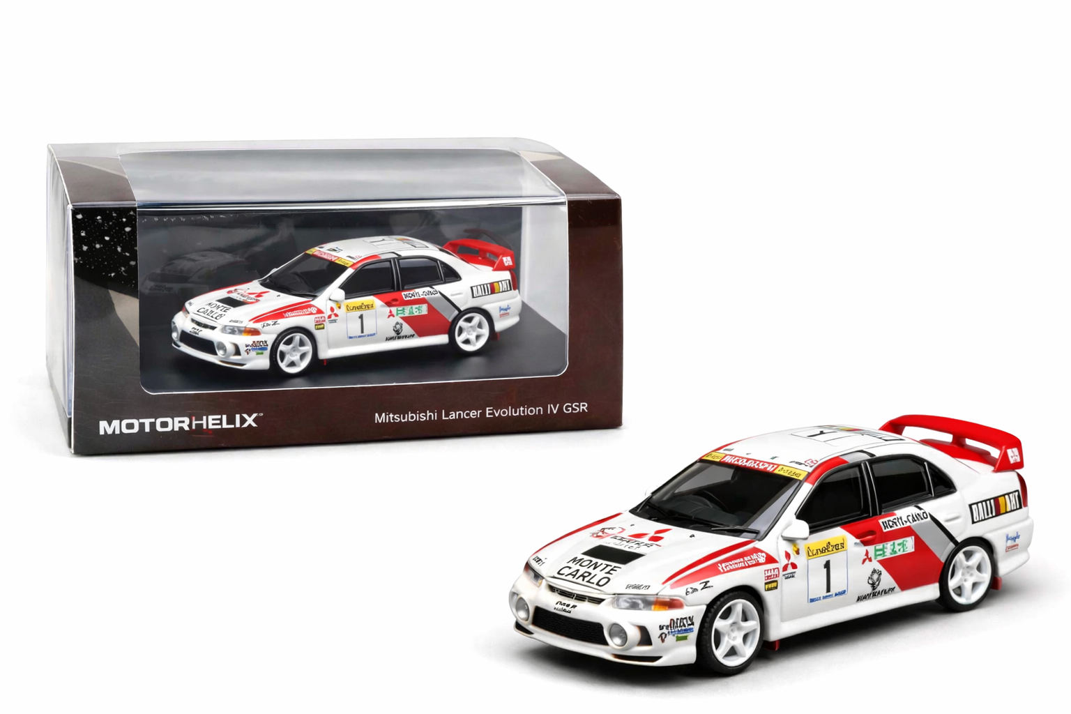Motorhelix 1/64 - Mitsubishi Lancer Evolution IV GSR Monte Carlo Livery - M64010