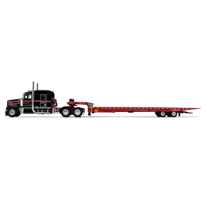 Black/Red Kenworth W900L with Landoll 440B-50CA Traveling Axle