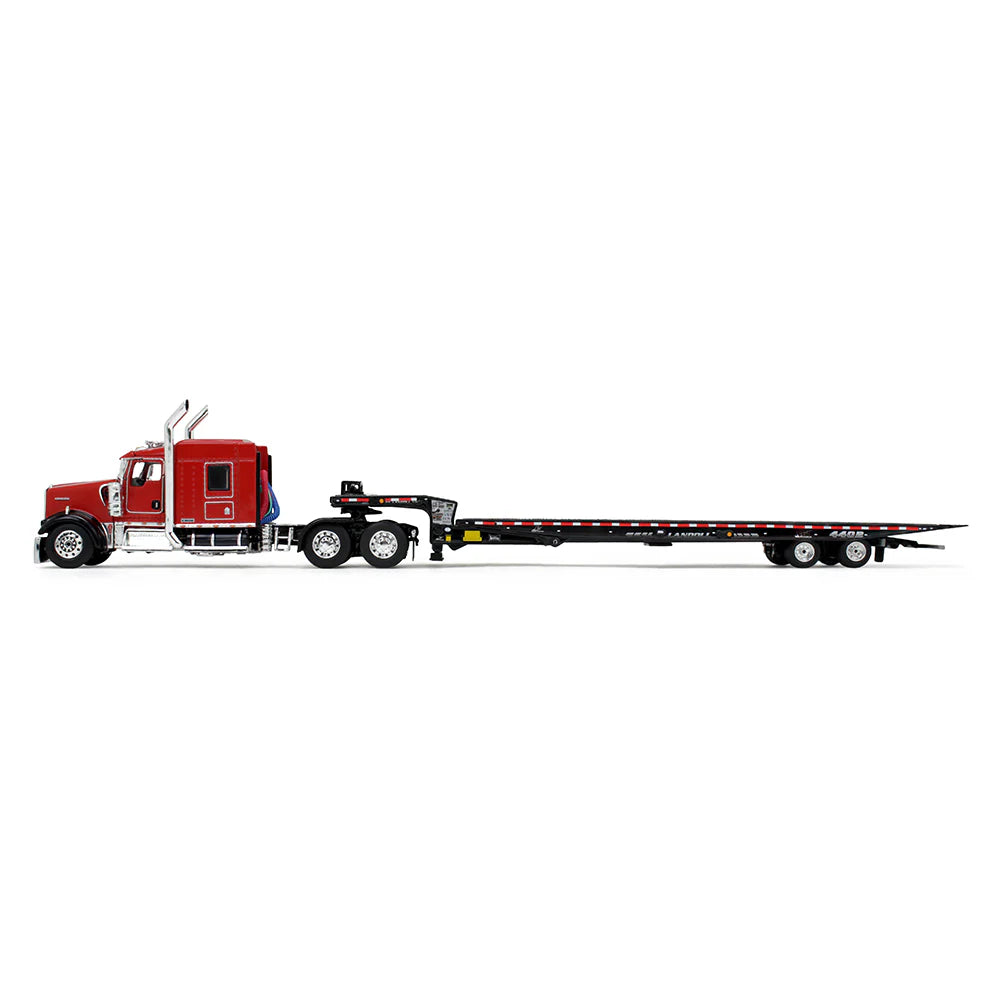 Viper Red/Black Kenworth W900L with Landoll 440B-50CA Traveling Axle Trailer