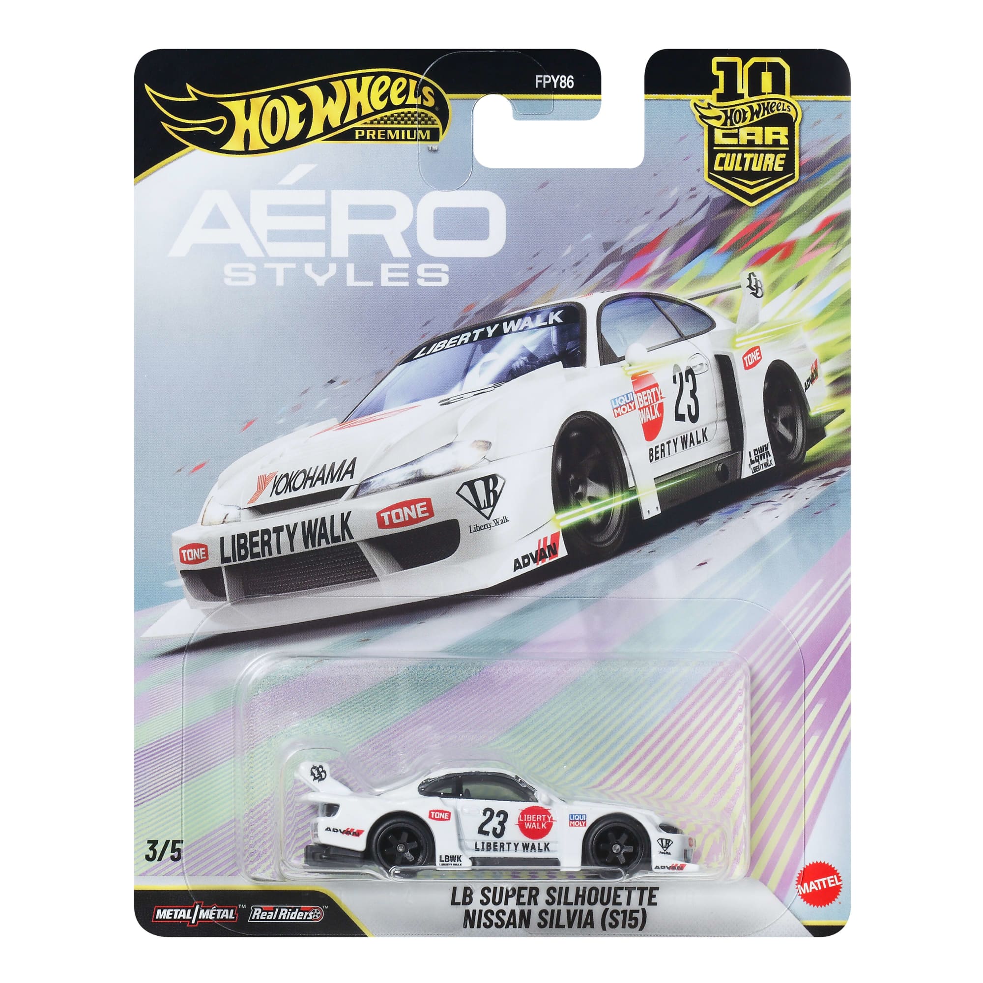 3/5 Hot Wheels 1:64 Car Culture 10th Anniversary 2026 U Case – Aérostyles – LB Super Silhouette Nissan Silvia S15 – JKF34