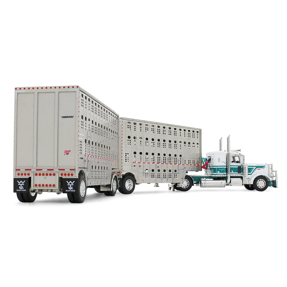 DCP by First Gear 1:64-White/Dark Teal Peterbilt Model 389 with 36" Flat Top Sleeper & 28&