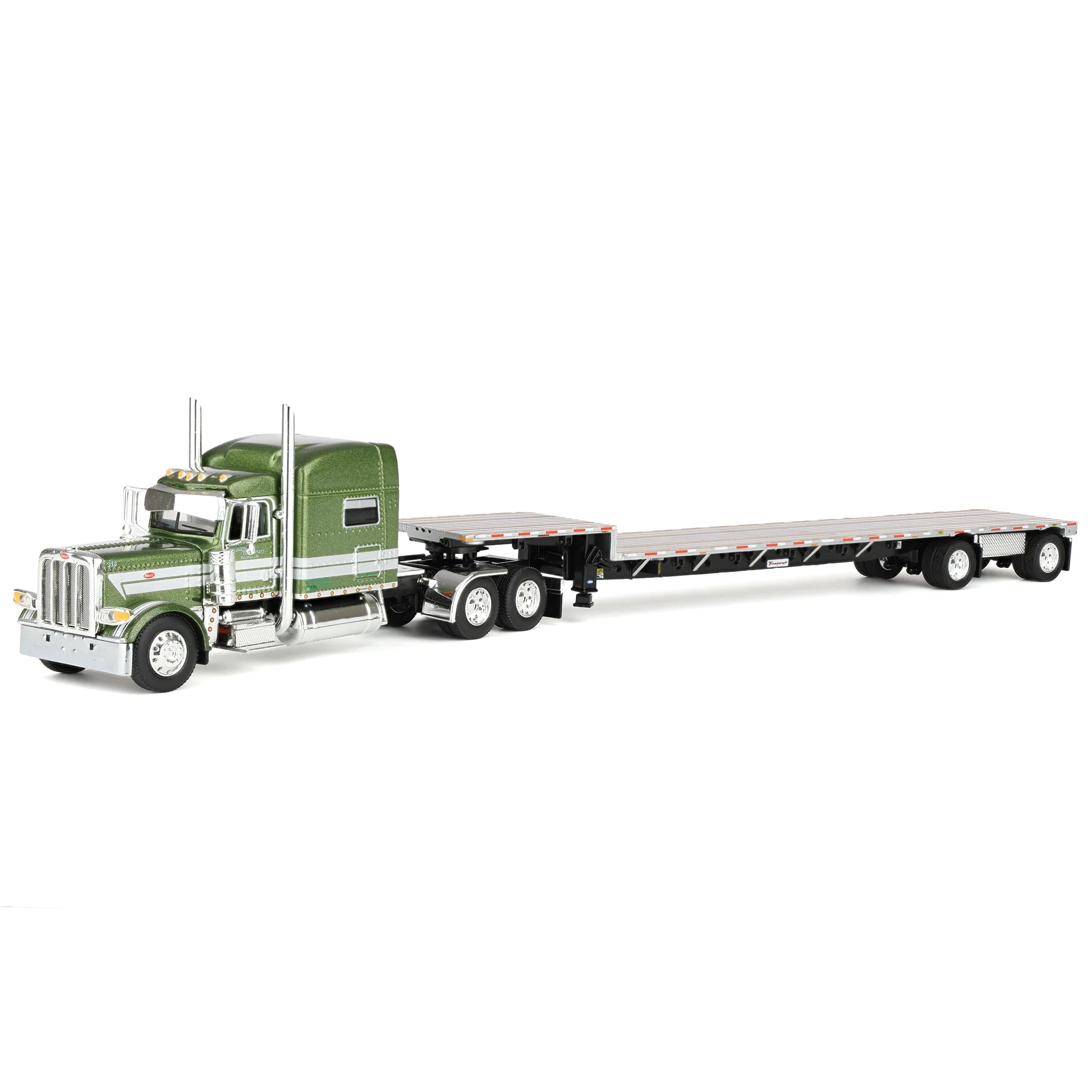 Peterbilt 389 Zimmerman Transport avec cabine couchette Mid-Roof de 70 po & remorque Transcraft Step Deck – DCP by First Gear 1:64 – 60-2401