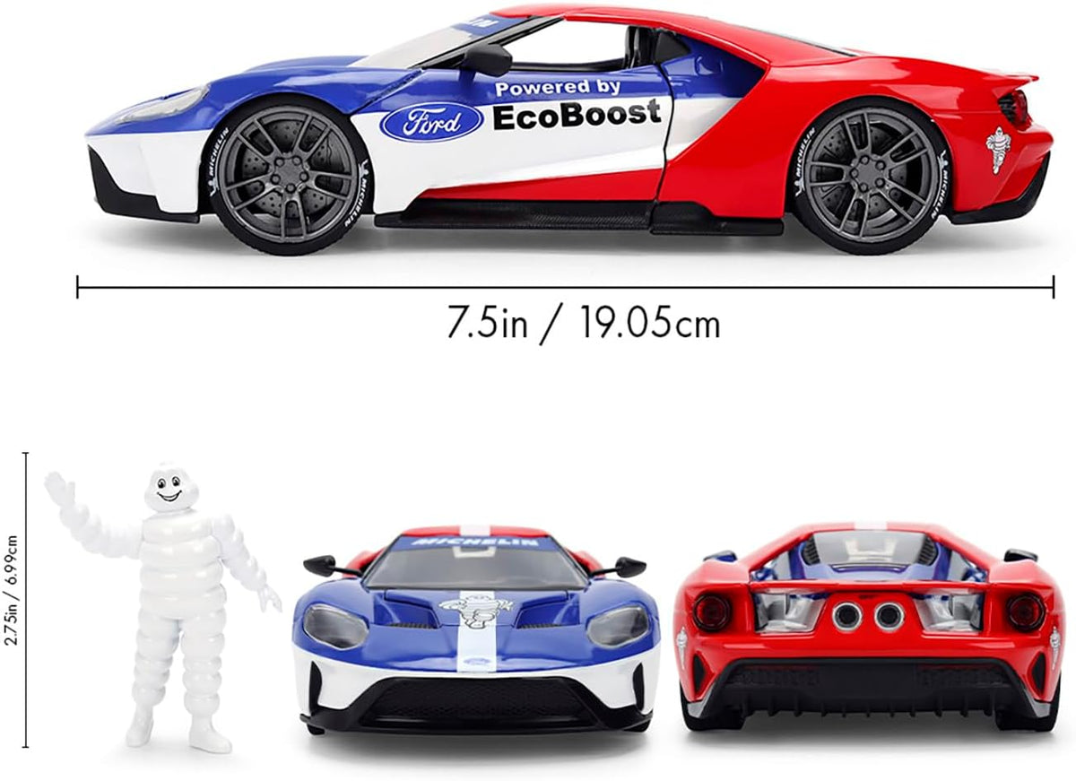 Jada 1:24 2017 Ford GT with Michelin Man – Red/White/Blue – Hollywood Rides JD37628