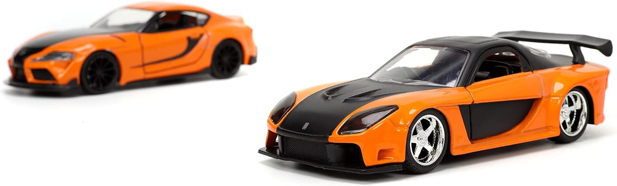 Jada 1:32 Han’s Mazda RX-7 & Toyota GR Supra – Orange – Fast & Furious Twin Pack – JD32910