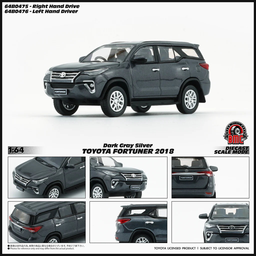 BM CREATIONS 1/64 - Toyota Fortuner 2018 - Dark Grey (LHD) - 64B0476