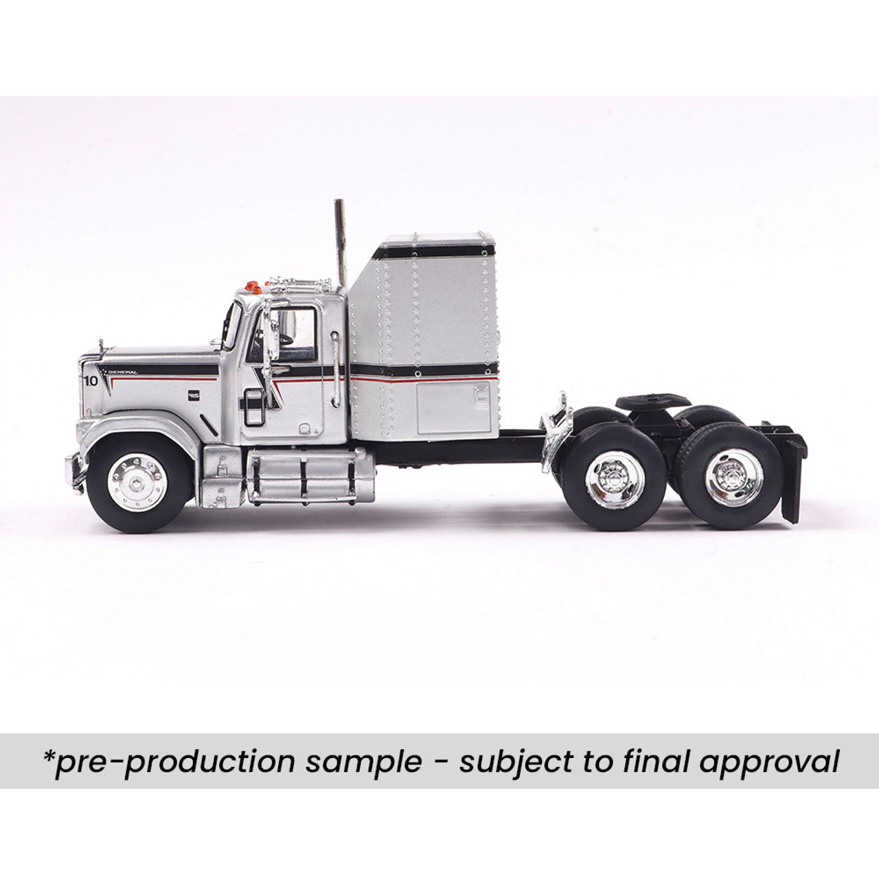 1980 GMC General - Silver w/ Black & Red Stripes (1:64)