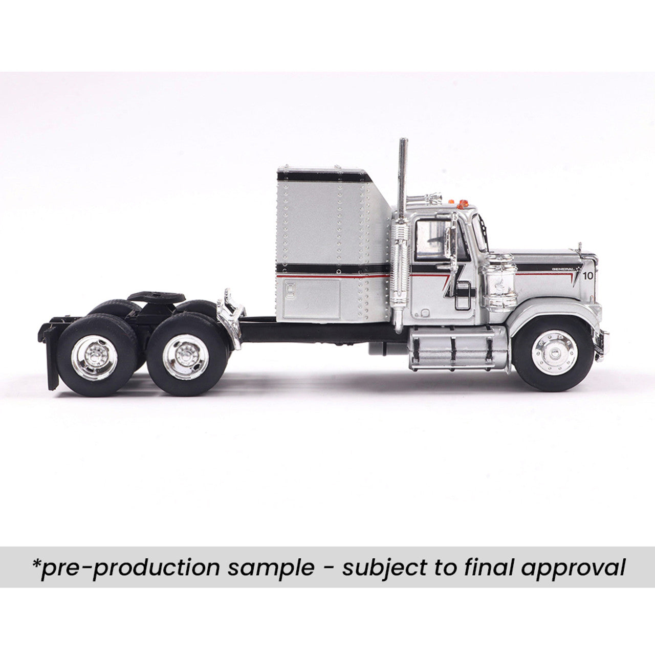 1980 GMC General - Silver w/ Black & Red Stripes (1:64)