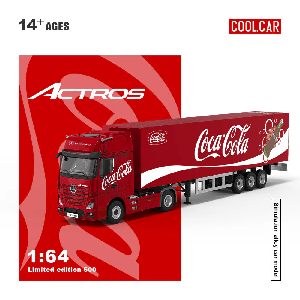 CoolCar 1/64 - Mercedes-Benz Actros Container Truck- Coca-Cola CC646735