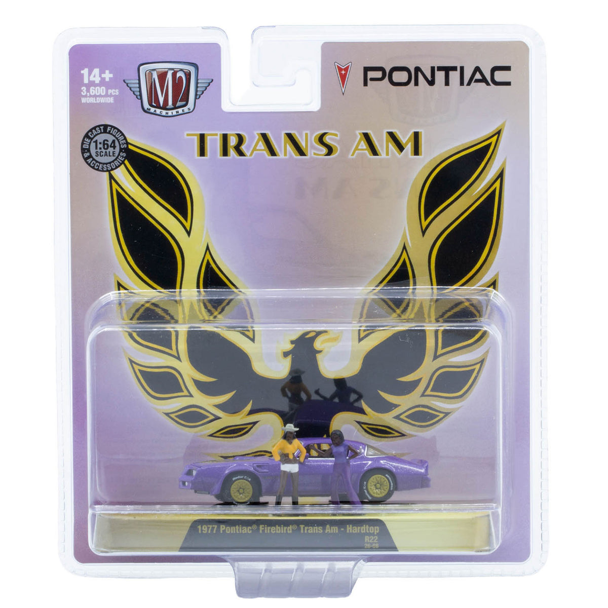 M2 Machines 1:64 1977 Pontiac Firebird Trans Am Hardtop – Violet – Diorama Release 22 67500-22-D