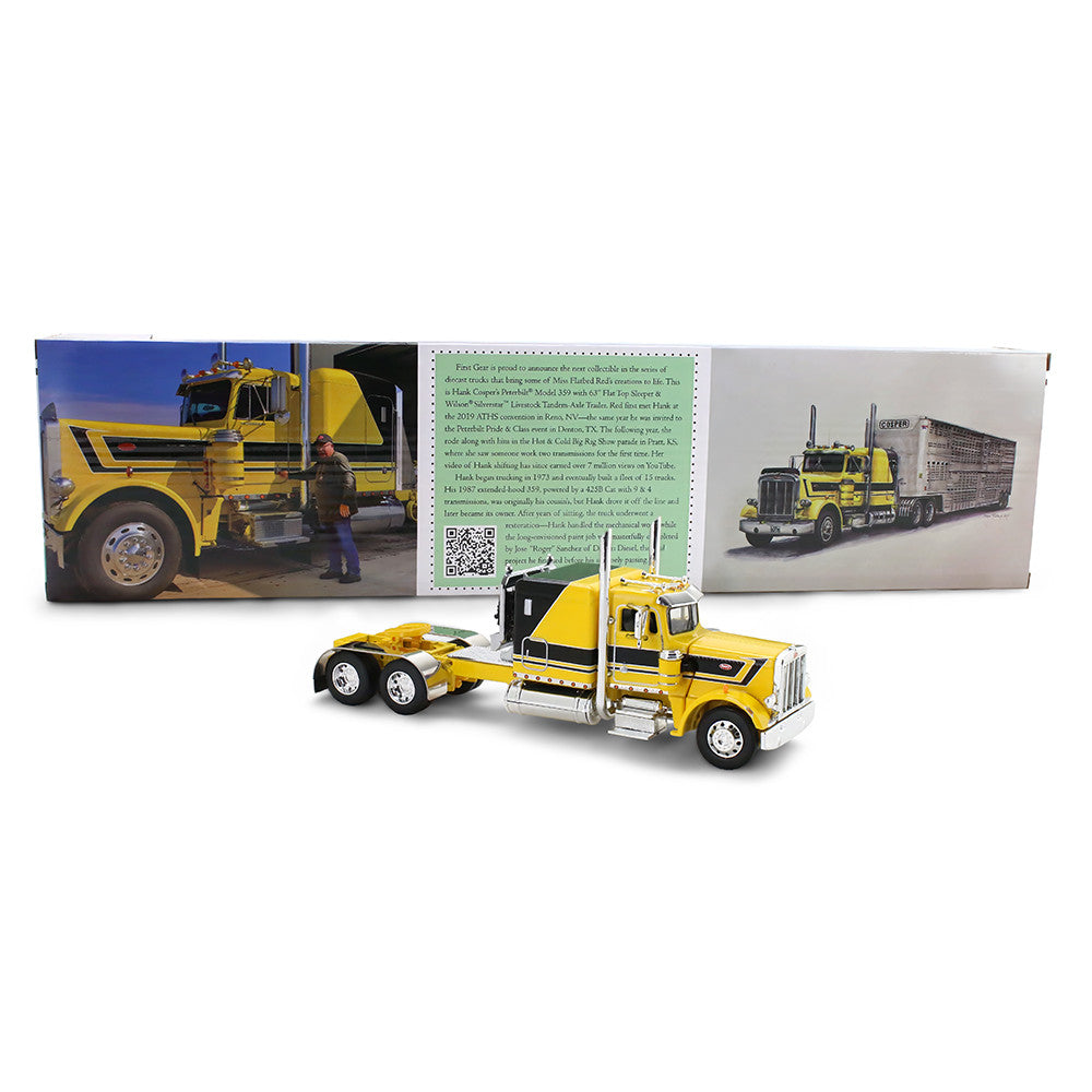 Peterbilt Model 359 Hank Cosper avec cabine couchette Flat Top de 63 po & remorque à bétail Wilson Silverstar – DCP by First Gear 1:64 – 69-2265