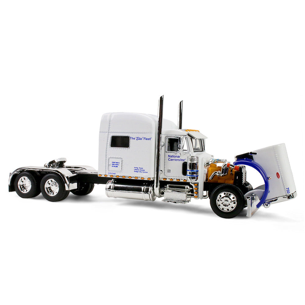 Peterbilt 379 National Carriers avec couchette Mid-Roof 70 po et remorque à bétail Wilson Silverstar Legacy Series