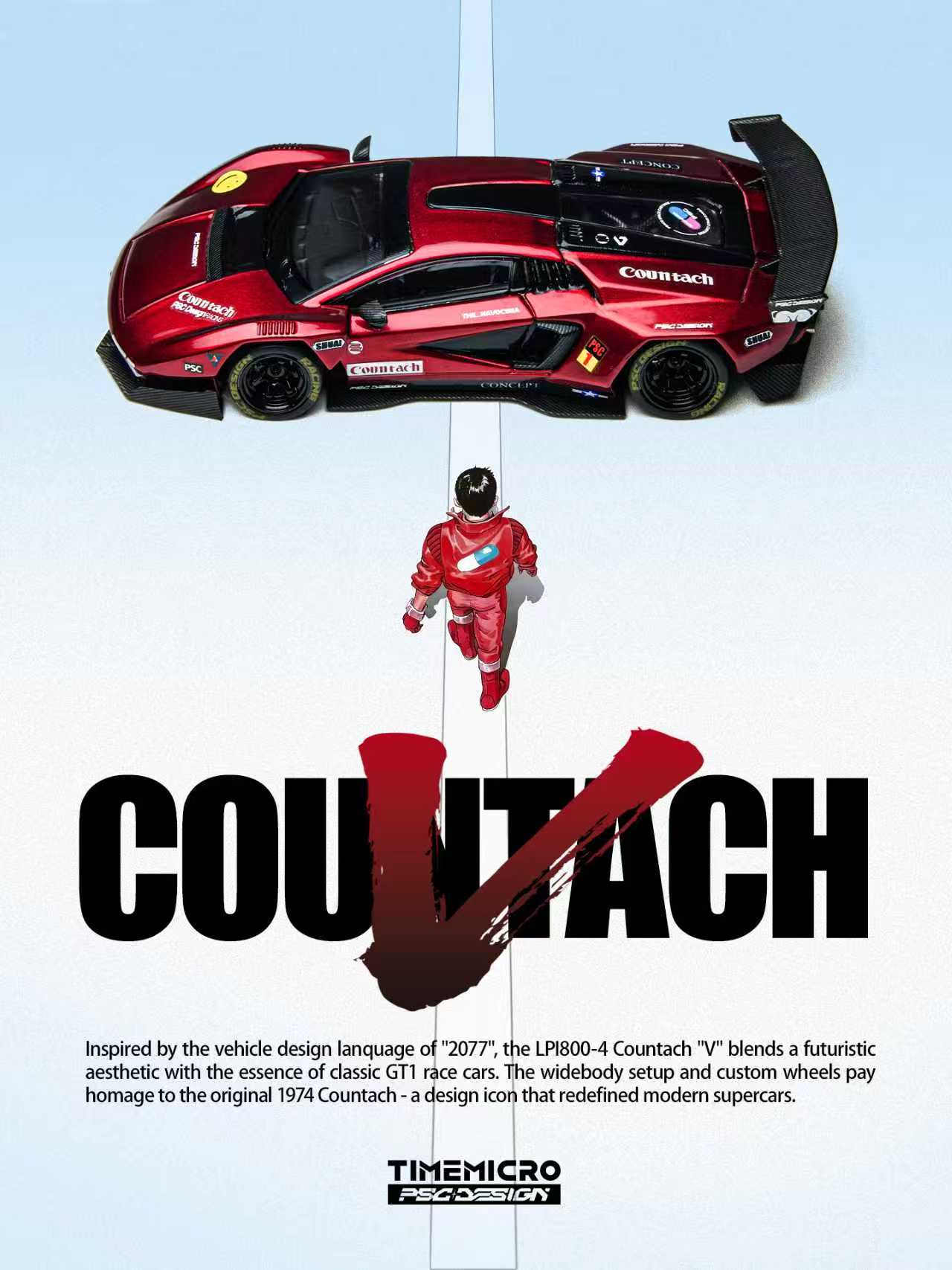 TimeMicro & PSC DESIGN 1:64- Lamborghini Countach “V” Scarlet TM647705