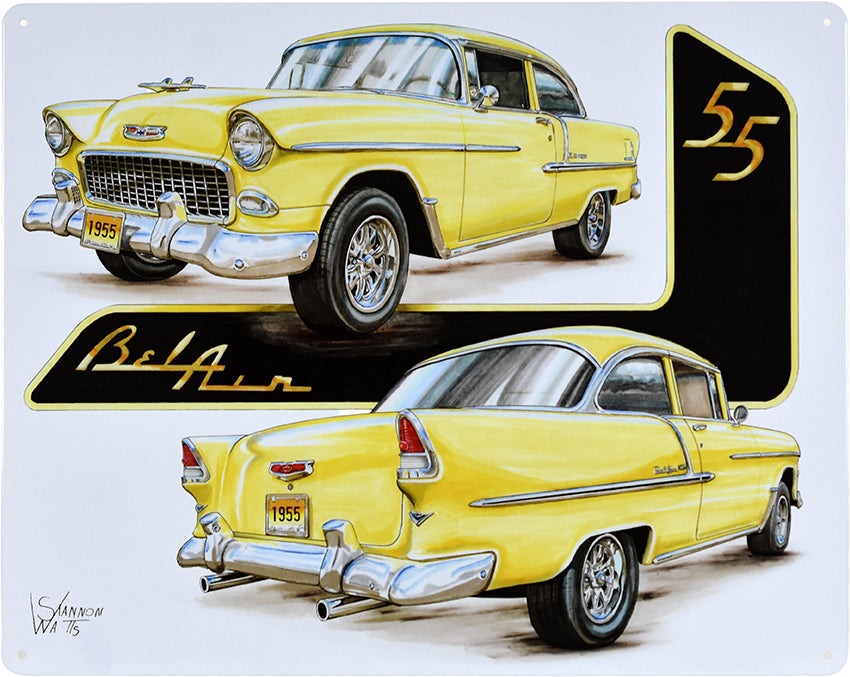 12"x15"-1955 YELLOW BEL AIR