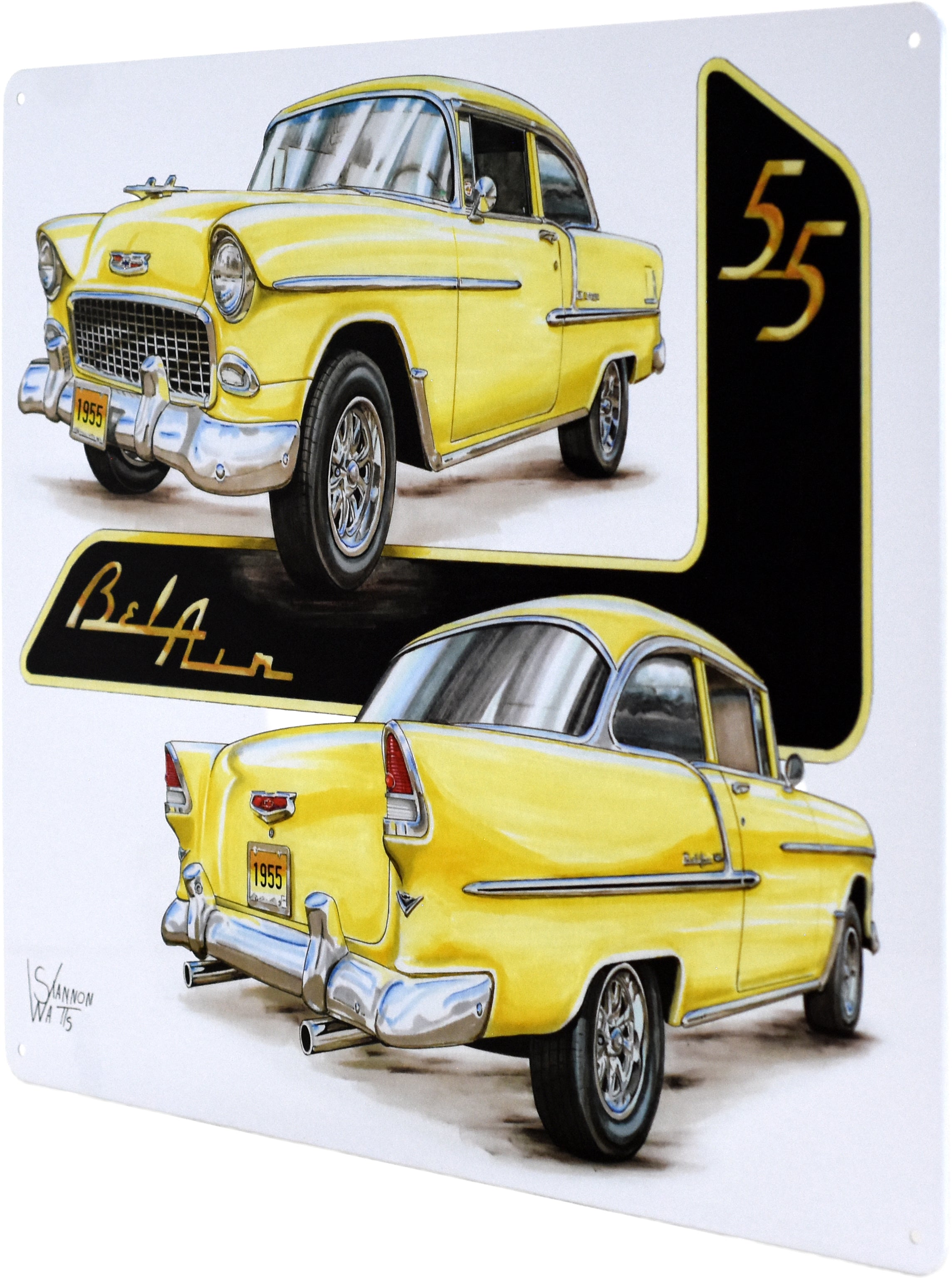 12"x15"-1955 YELLOW BEL AIR