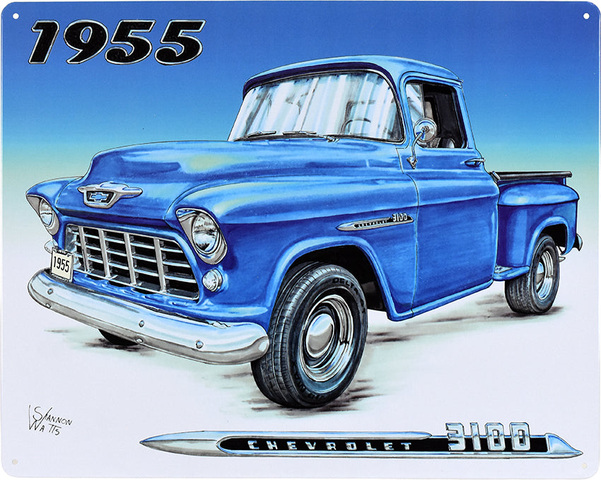 12"x15"-1955 BLUE CHEVY TRUCK