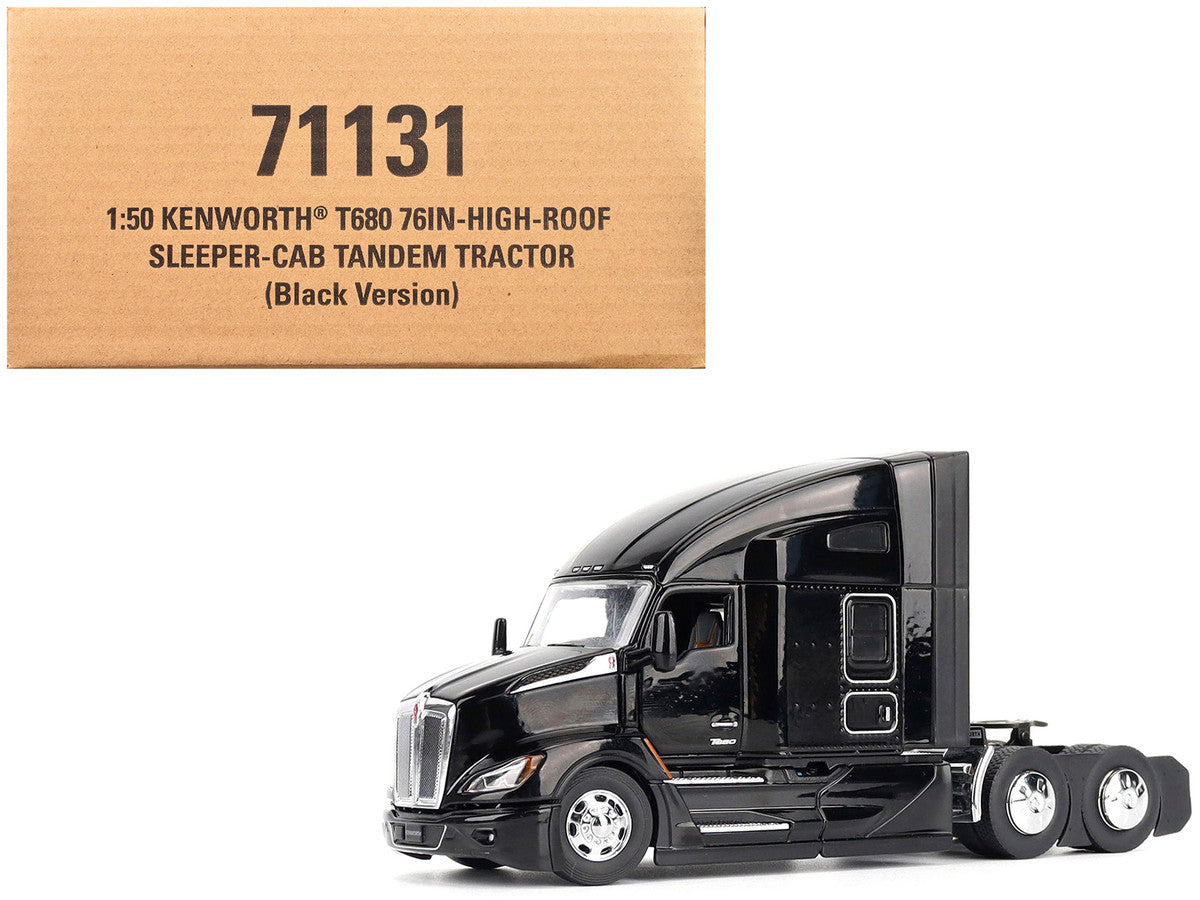 Kenworth T680 76" High Roof Sleeper Cab Truck Tractor Black