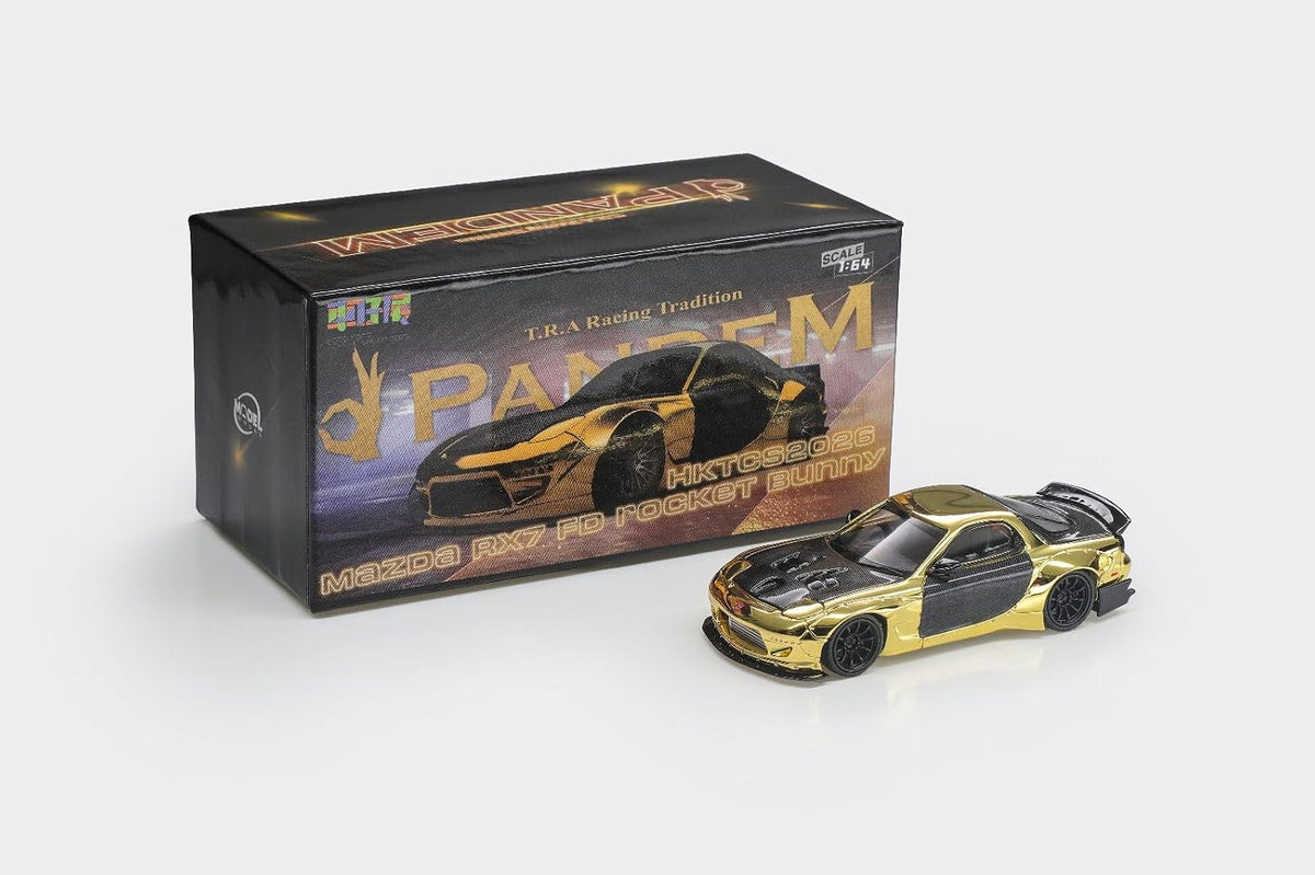 MODELMODEL 1:64 Mazda RX-7 FD Rocket Bunny – Plaqué or – Exclusivité HK Toycar Salon 2026 – MM64-RX7FDR-HKTCS2026