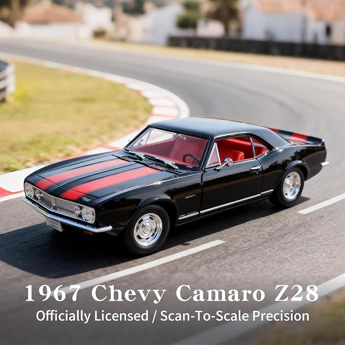 Lucky Die Cast 1:18 1967 Chevrolet Camaro Z/28 – Black with Red Stripes – 92188-BLACK