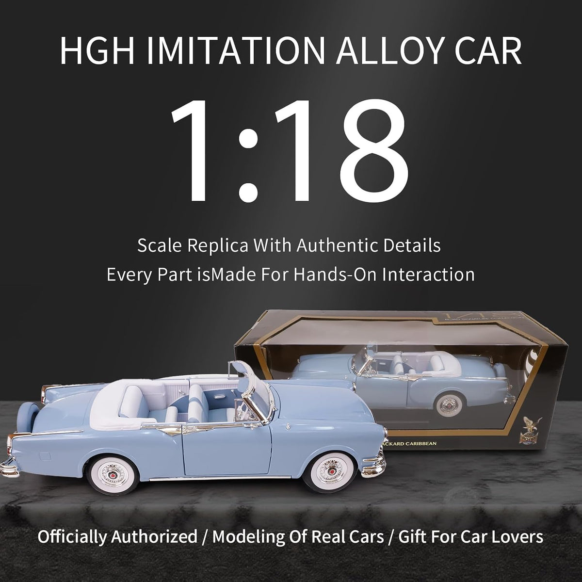 Lucky Die Cast 1:18 Packard Caribbean Cabriolet 1953 – Bleu clair – 92798BLUE