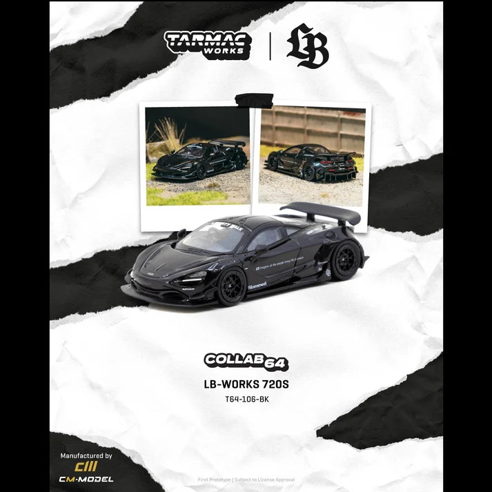 Tarmac Works Collab64 1:64 LB-WORKS 720S – Noir – T64-106-BK