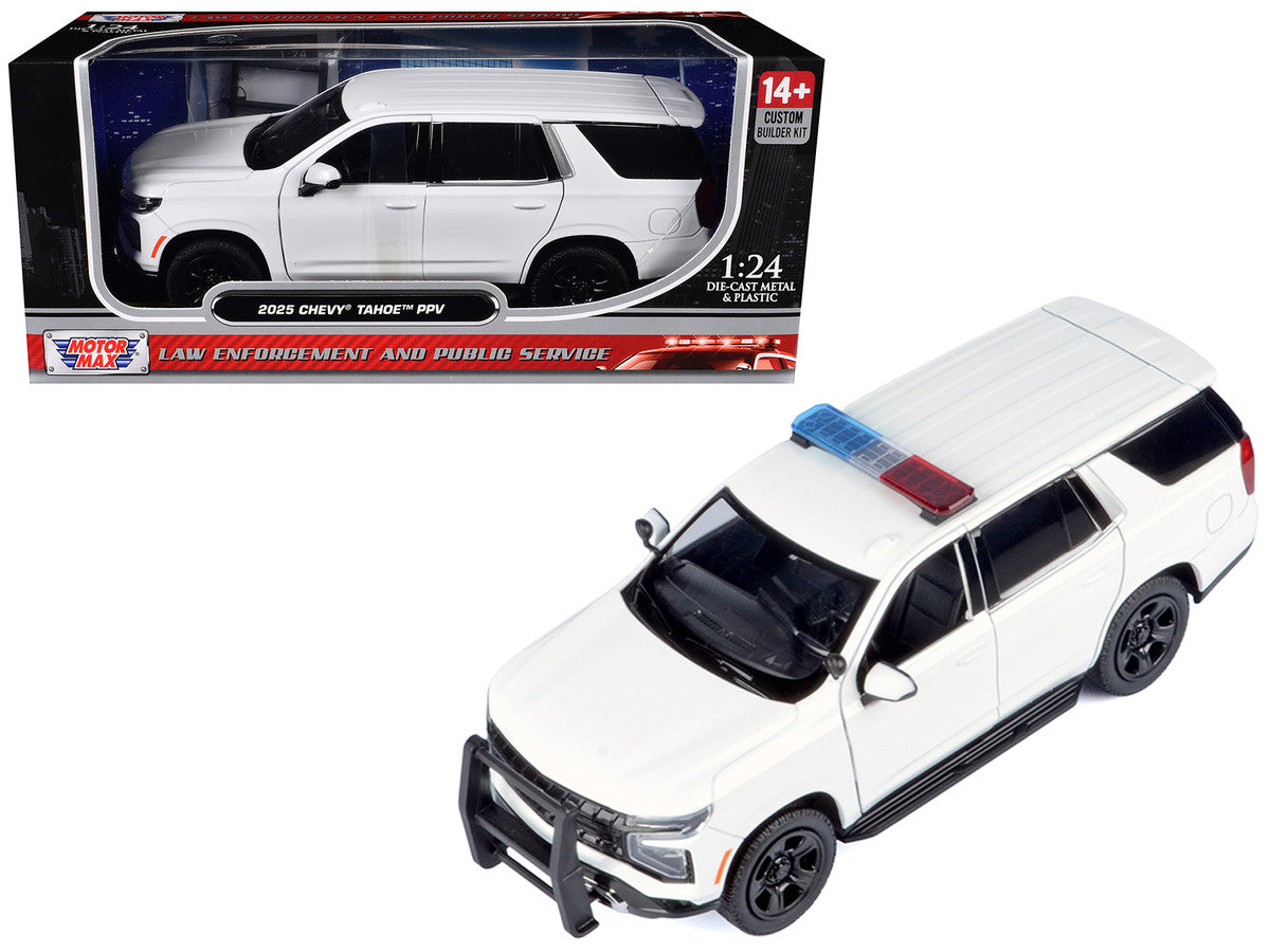 Motormax 1:24-2025 Chevrolet Tahoe Police Pursuit Vehicle White (Custom Builder&