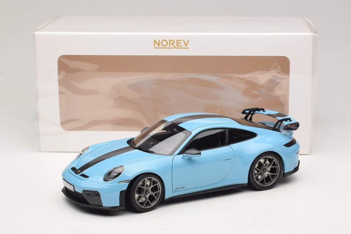 Norev 1:18 Porsche 911 GT3 2025 avec Pack Weissach – Gulf Blue – 187000