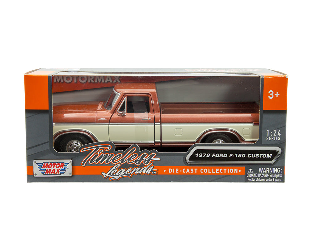 1979 Ford F-150 Custom – Brown/Cream Two-Tone – Motormax 1:24 Timeless Legends – 79346AC-BRNCRM