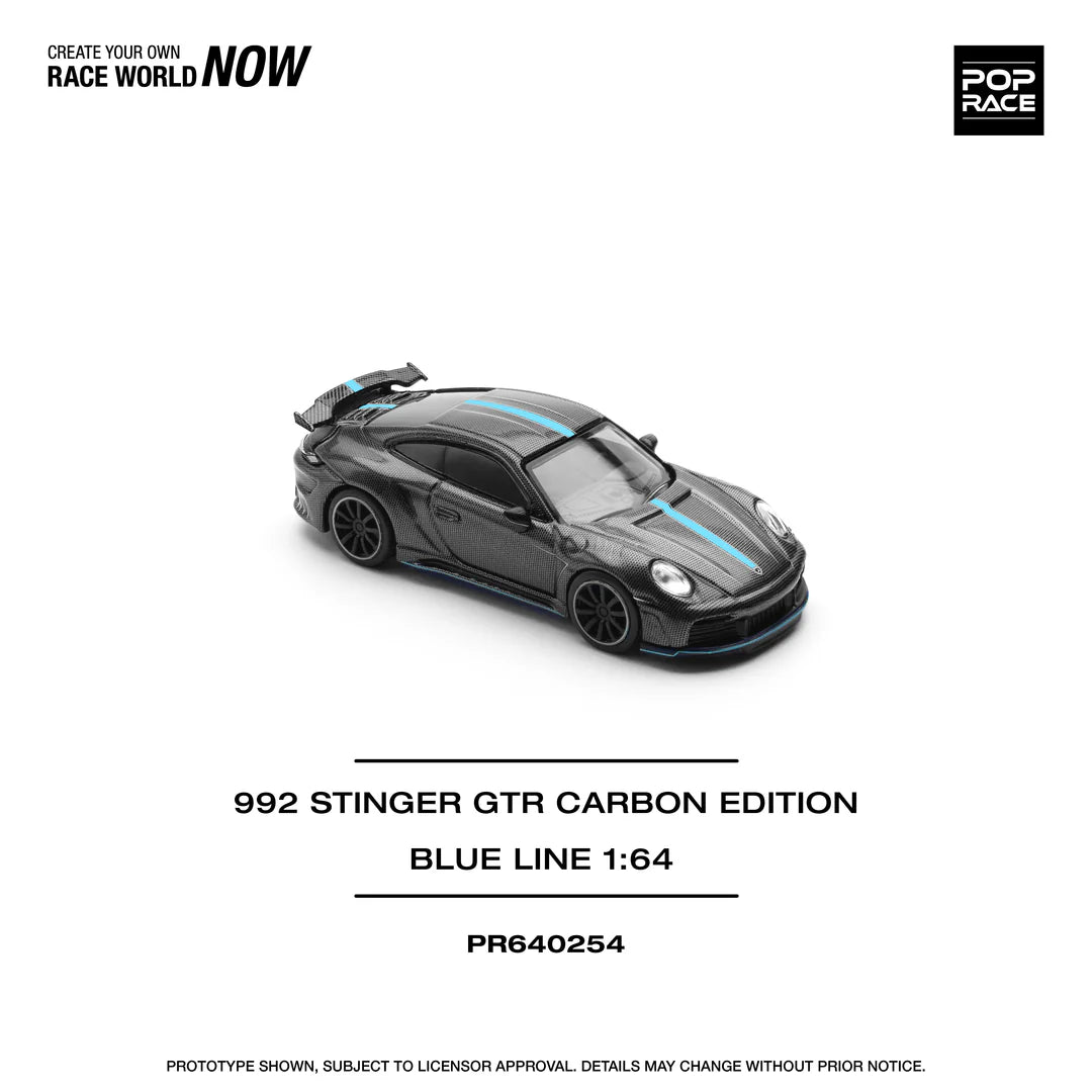 (PRE-0RDER 2025) POPRACE 1/64, 992 STINGER GTR CARBON EDITION (BLUE LINE)