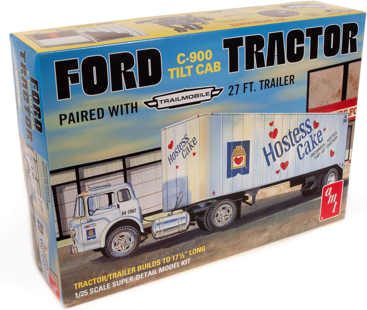 AMT Ford C900 Hostess Truck with Trailer Model Kit 1:25 AMT1221/06