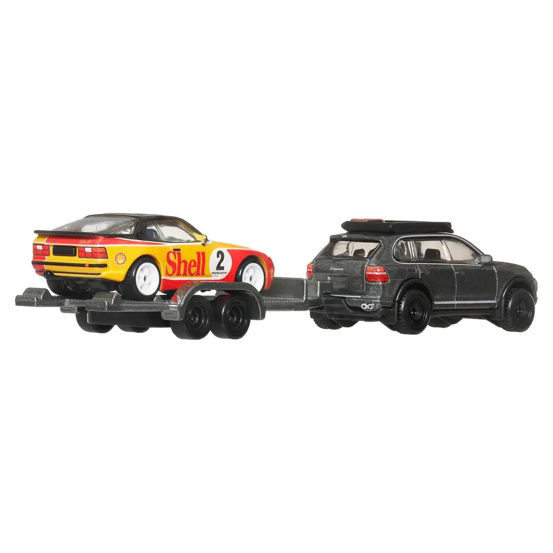 Hot Wheels Premium 1:64 Porsche 944 Turbo 1989 & Porsche Cayenne 2008 avec remorque – Team Transport 2026