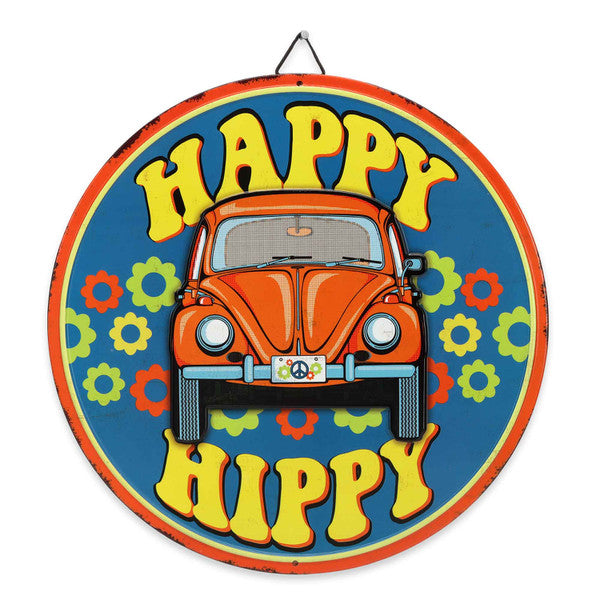 Volkswagen Happy Hippy Round Metal Sign