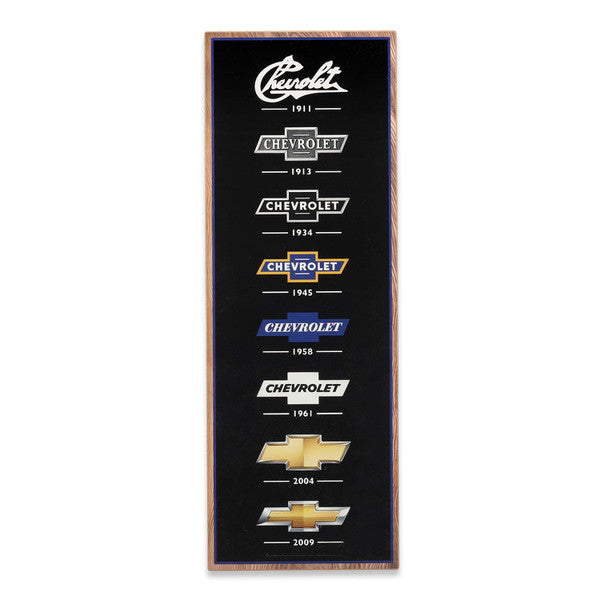 Chevrolet Bowtie Logo Evolution Vertical Wood Wall Decor