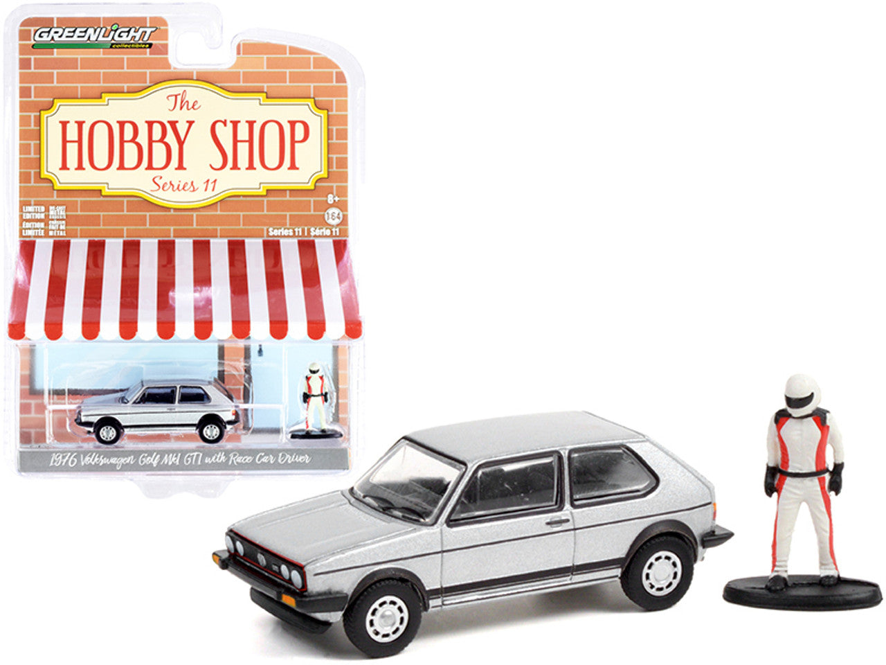 1976 Volkswagen Golf MkI GTI Silver with Race Car Driver Figurine , The Hobby Shop Series 11