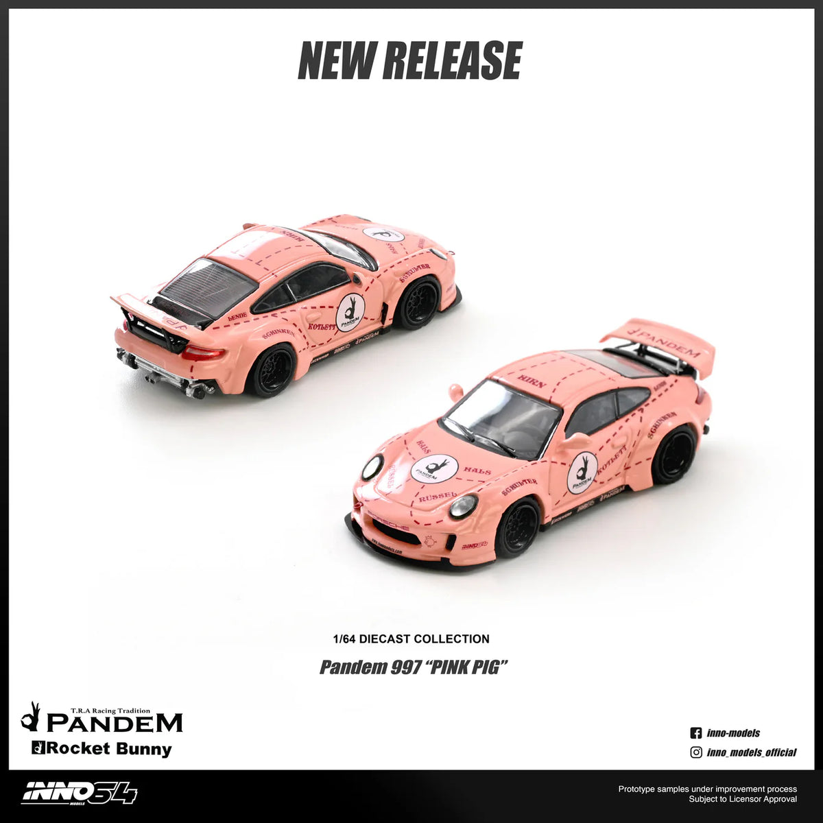 Porsche 911 Pandem 997 Pink Pig INNO64 1:64 IN64-997P-PPIG