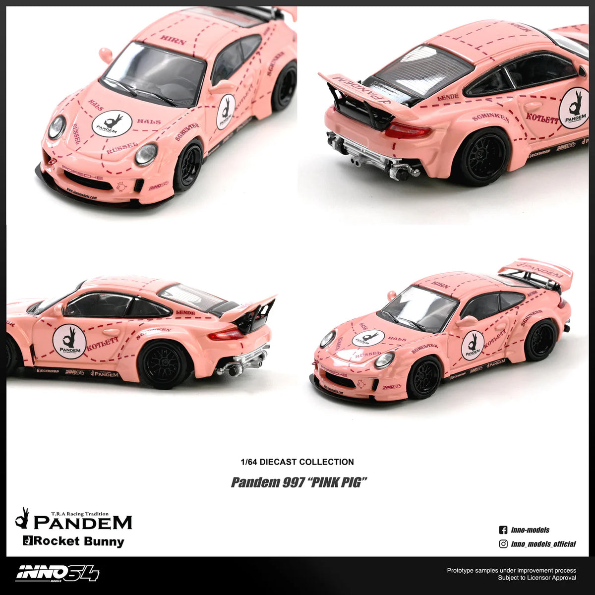 Porsche 911 Pandem 997 Pink Pig INNO64 1:64 IN64-997P-PPIG