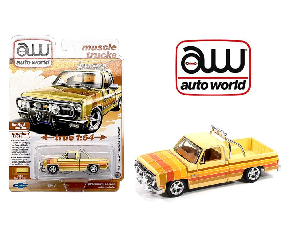 Autoworld 1:64-1981 Chevrolet Silverado Fleetside Custom Lowered 1:64 Beige AWSP191