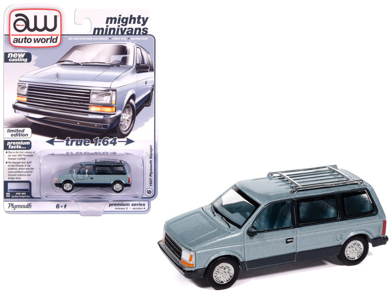Auto World-1987 Plymouth Voyager in Ice Blue Poly and Twilight Blue Poly (AWSP197-A)