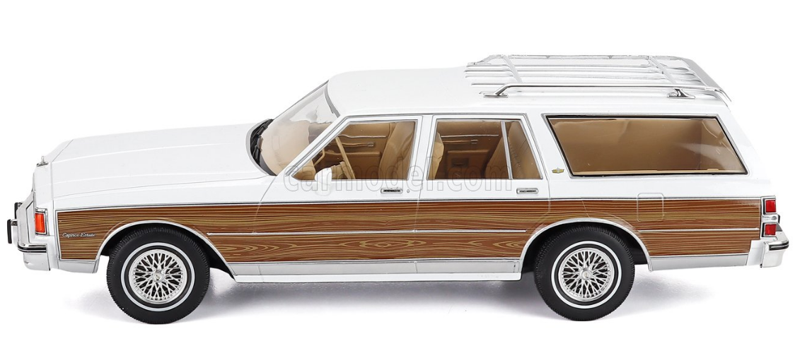 MCG 1/18"-Chevrolet Caprice Estate Wagon (blanc avec panneaux imitation bois)