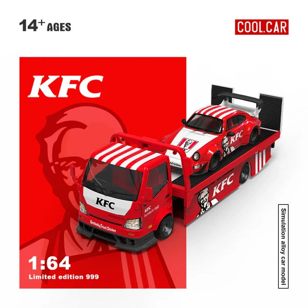 Ensemble remorque de transport plate H300 et Porsche RWB 964 Livrée KFC – Cool Car 1:64 CC647228-T