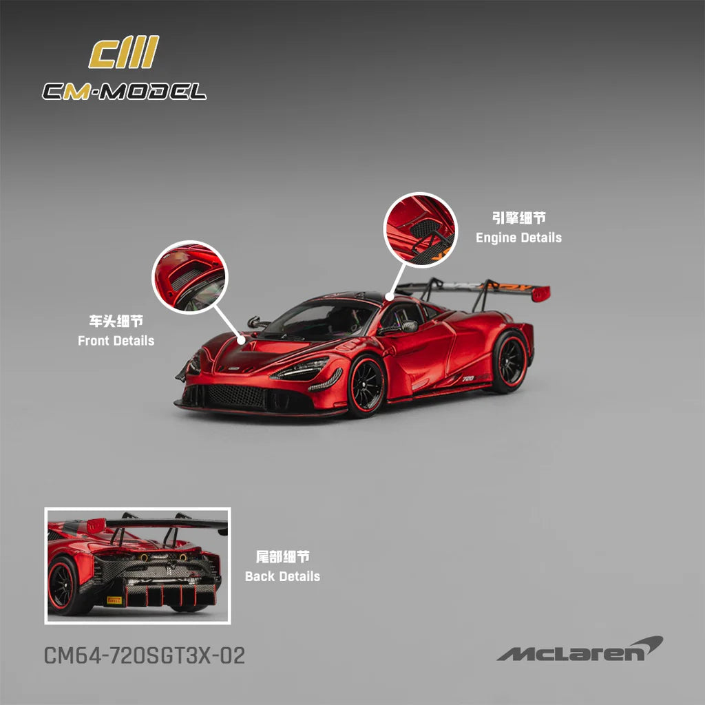 CM MODEL 1/64 - Mclaren 720S GT3X Metallic Red - CM64-720SGT3X-02