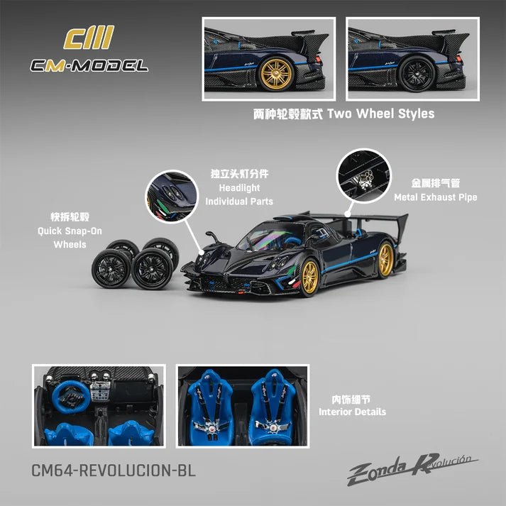 CM Model Pagani Zonda Revolucion – Metallic Blue 1:64 CM64-Revolucion-BL