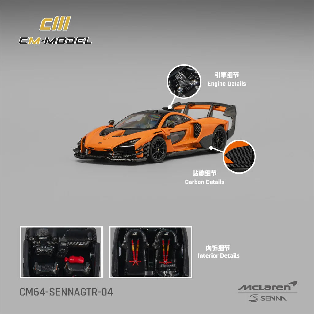 CM MODEL 1/64 - Mclaren Senna GTR Papaya Orange GTR - CM64-SennaGTR-04