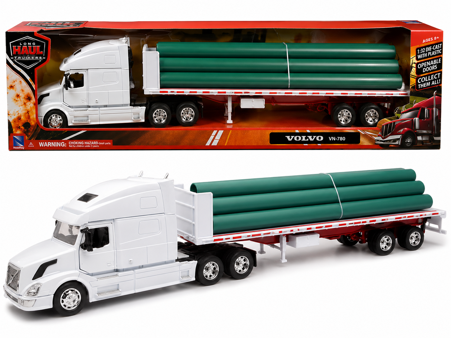 Volvo VN-780 " Flatbed Trailer with Long Pipes