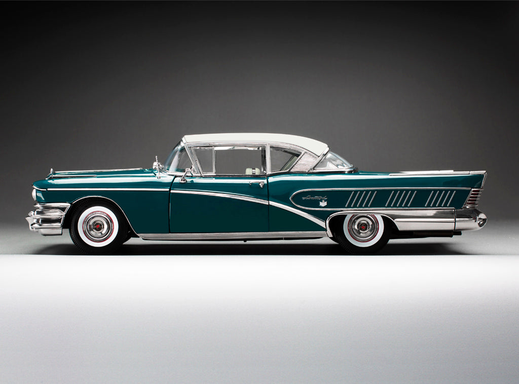 1958 Buick Limited Riviera Coupe (Glacier White / Dark Turquoise Poly)